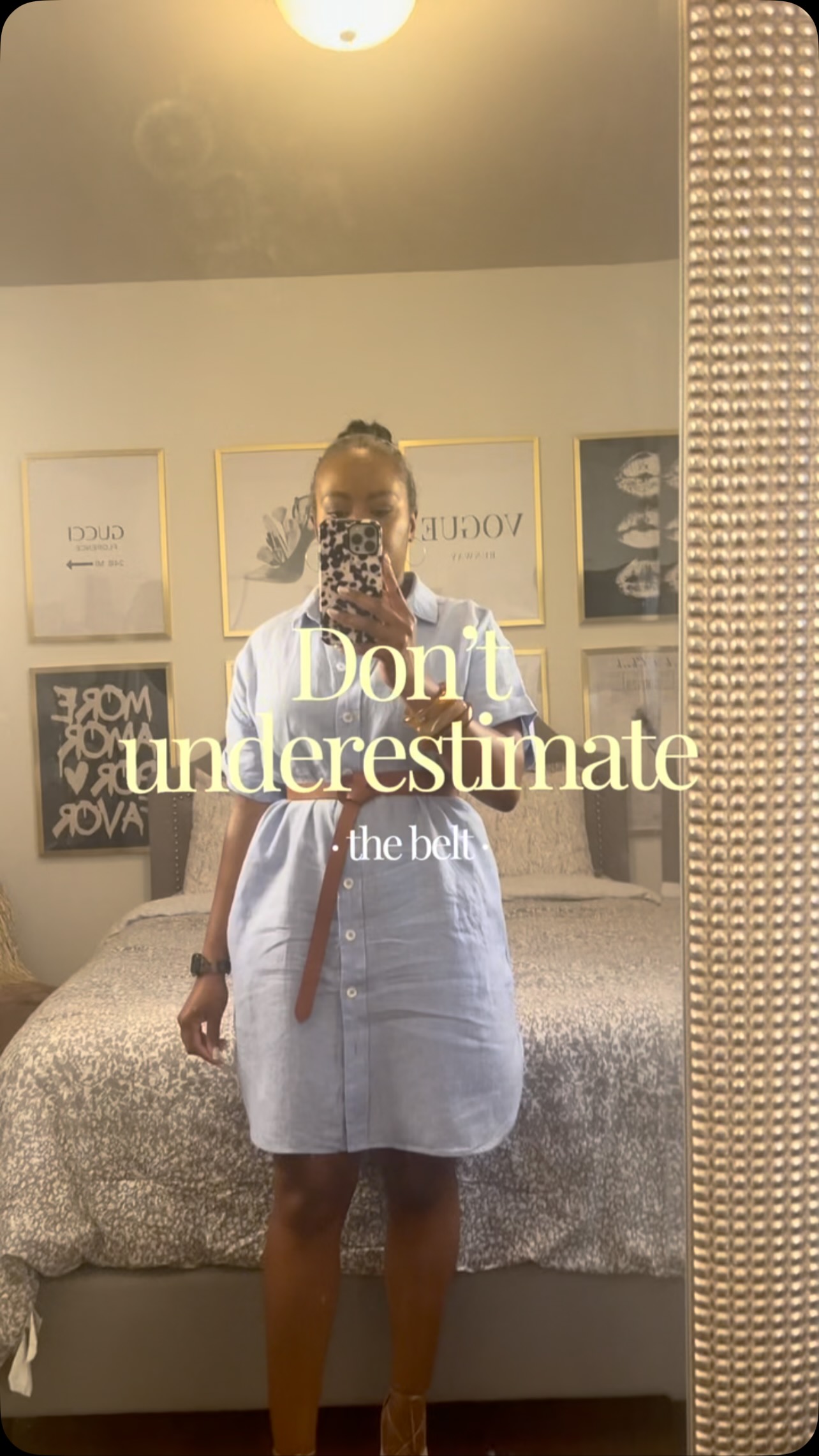 A shirtdress is already a wardrobe workhorse—but sometimes it needs one small thing to make it feel finished.

Today, it’s the belt.

The cognac adds warmth to the soft blue, gives the dress a little structure and makes an otherwise easy outfit feel intentionally styled. Add gold jewelry and suddenly “I threw on a dress” looks a lot more polished.

Proof that getting dressed well doesn’t always require doing more. Sometimes it’s just knowing what to add.

#aLotClassicALittleCharming #PrettyPrimAndProper #ClassicStyle #ShirtdressStyle #PolishedStyle